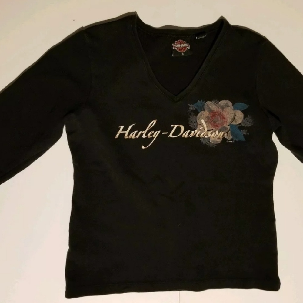 WOMANS MEDIUM BLACK HARLEY DAVIDSON FAIRBANKS ALAS